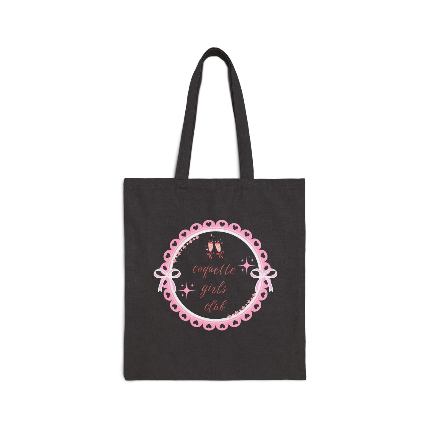 Canvas Tote Bag - Coquette Girls Club with Champagne and Diamonds