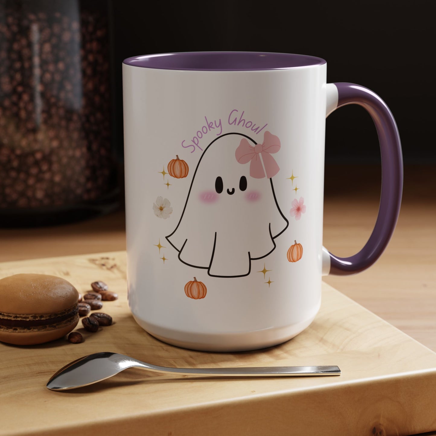 Mug - Coquette Ghost with Bows and Pumpkins for Fall Weather