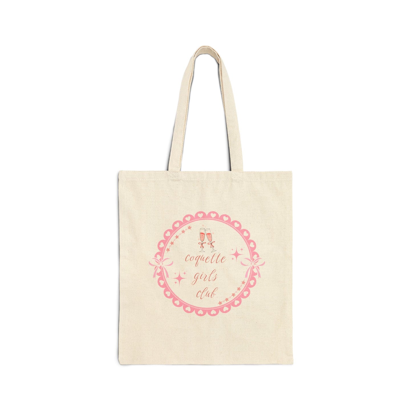 Canvas Tote Bag - Coquette Girls Club with Champagne and Diamonds
