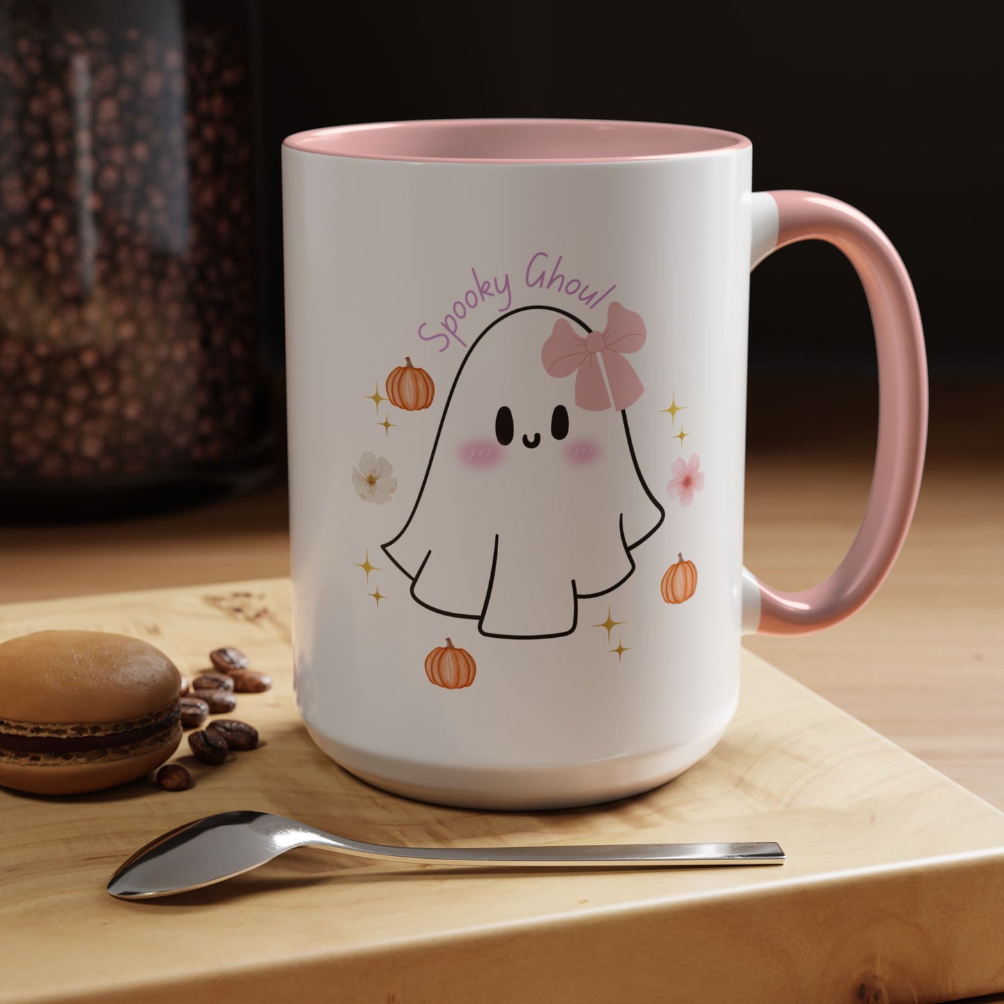 Mug - Coquette Ghost with Bows and Pumpkins for Fall Weather