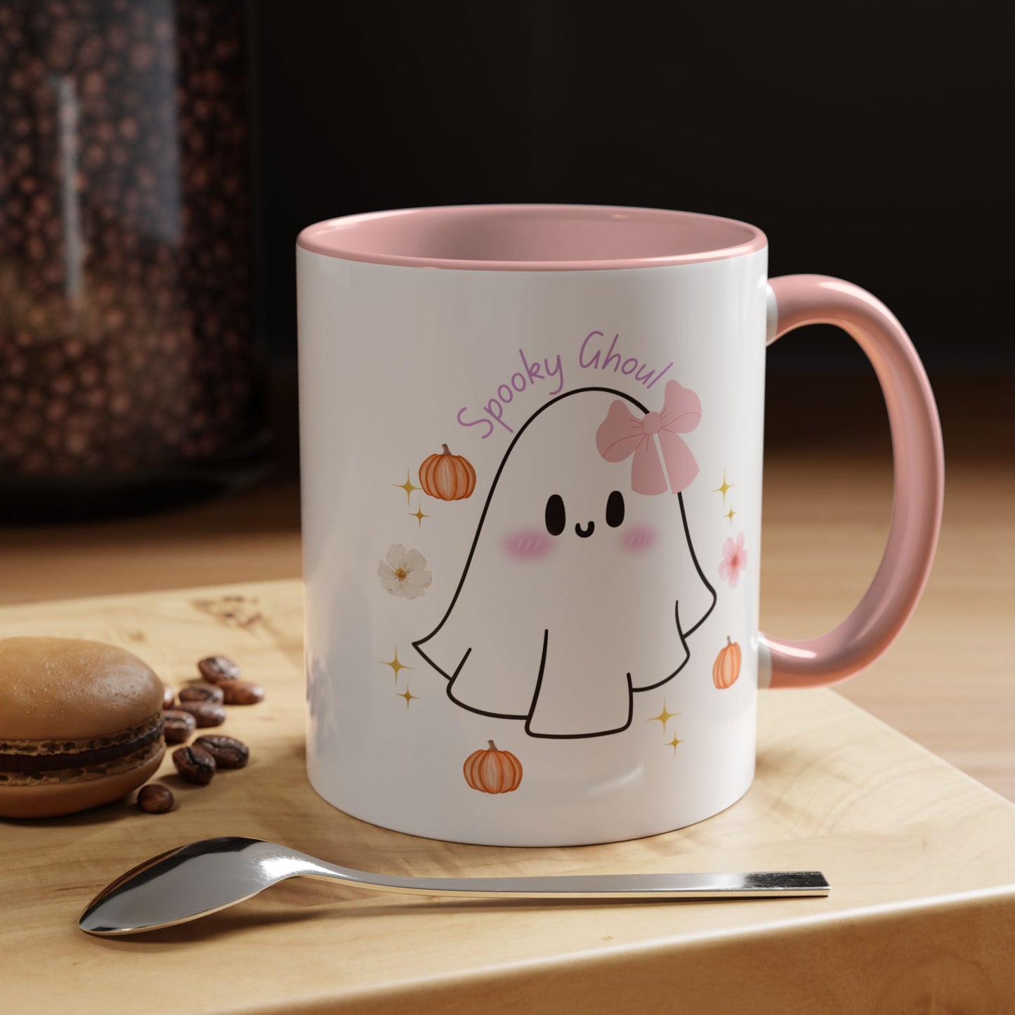 Mug - Coquette Ghost with Bows and Pumpkins for Fall Weather