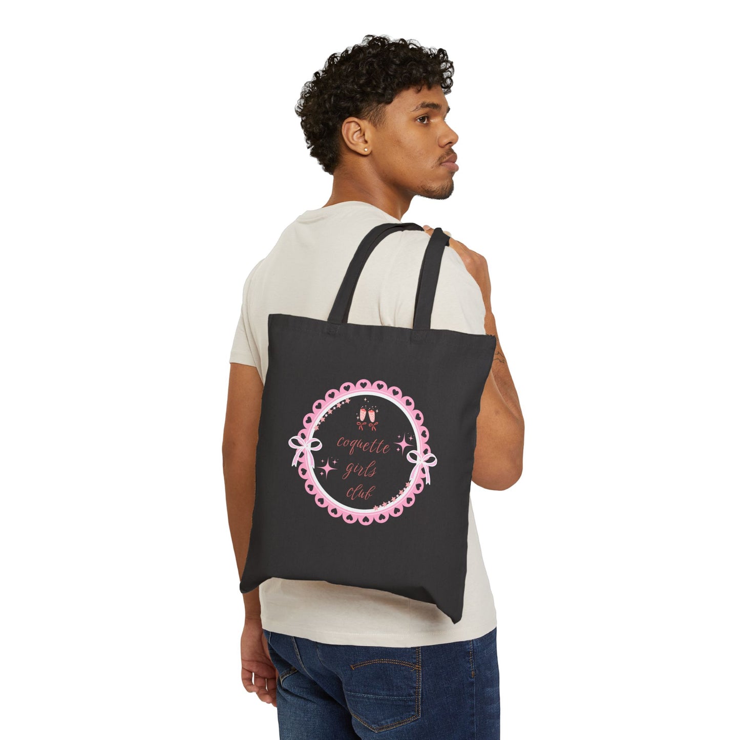 Canvas Tote Bag - Coquette Girls Club with Champagne and Diamonds