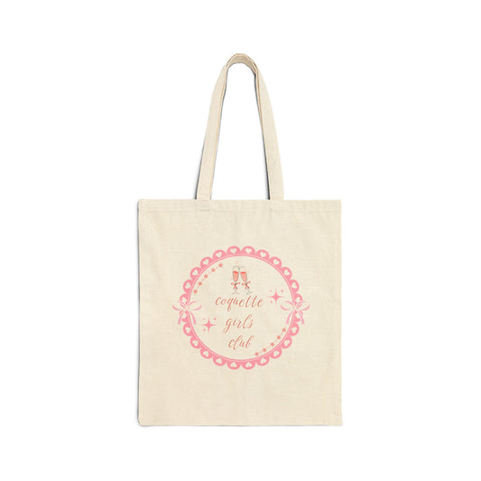 Canvas Tote Bag - Coquette Girls Club with Champagne and Diamonds